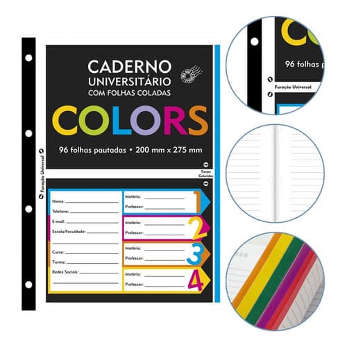 Refil P/ Fichário Bloco Caderno Colegial 96 Folhas Pautadas