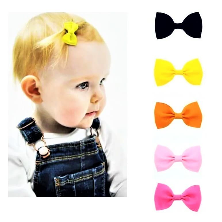 Kit com 10 mini presilhas para Cabelo Bebê Laços lacinhos Com Enfeite e Strass
