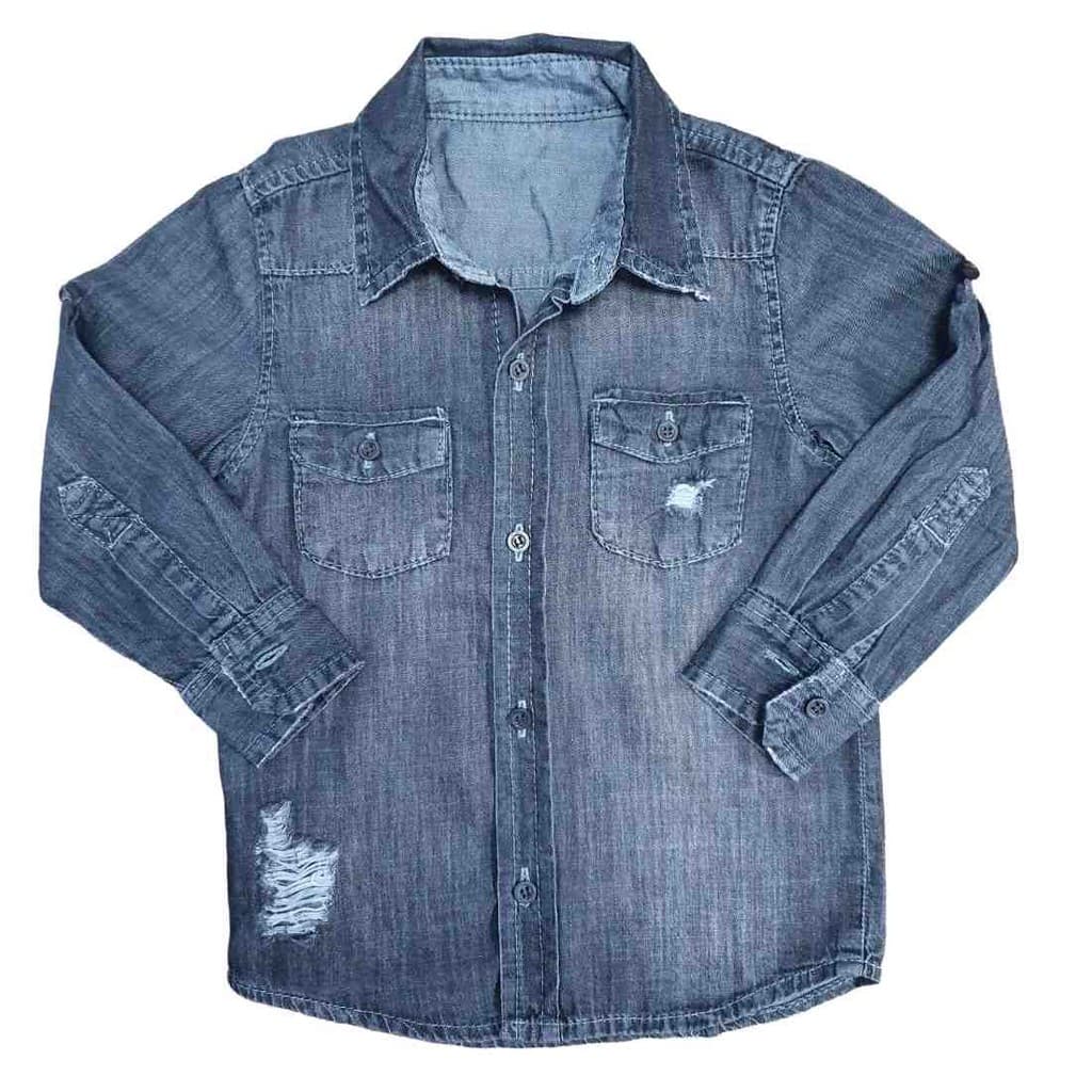 Camisa Jeans Preta Infantil