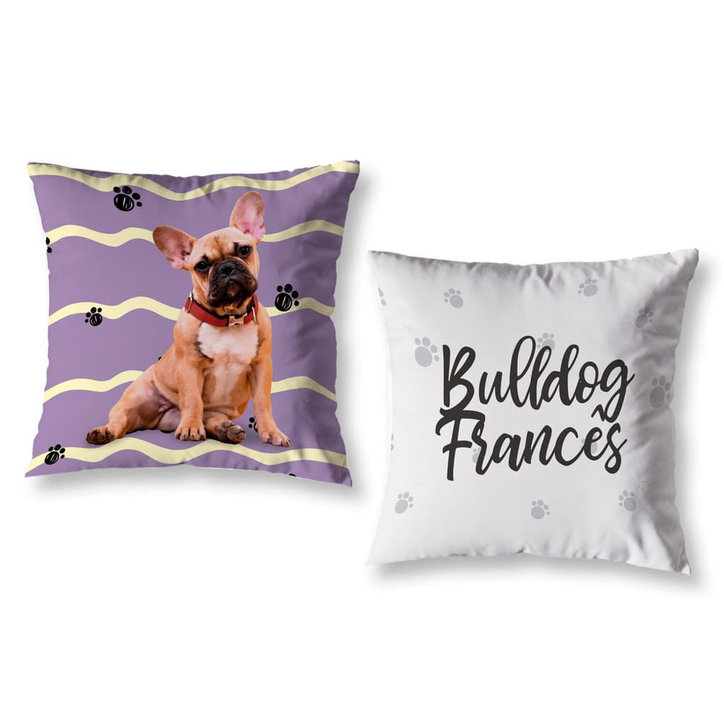 Kit 2 Almofadas Cheias 40cm x 40cm Cachorro Pet Decorativas Estampadas com Enchimento Sala Quarto