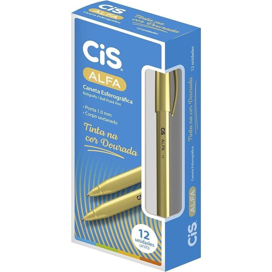 Caneta Esferográfica 1.0mm Cis Alfa Ouro C/12 Und - Sertic