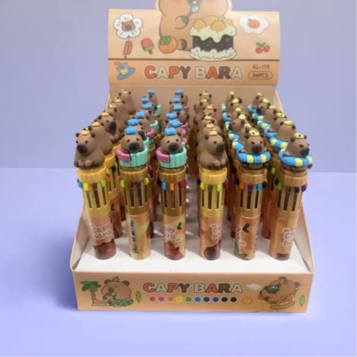 kit 3/kit 6/kit12pecas Caneta Capivara 10 CORES Capybara ponta 7mm Esferográfica Volta as Aulas Papealaria Colecionável