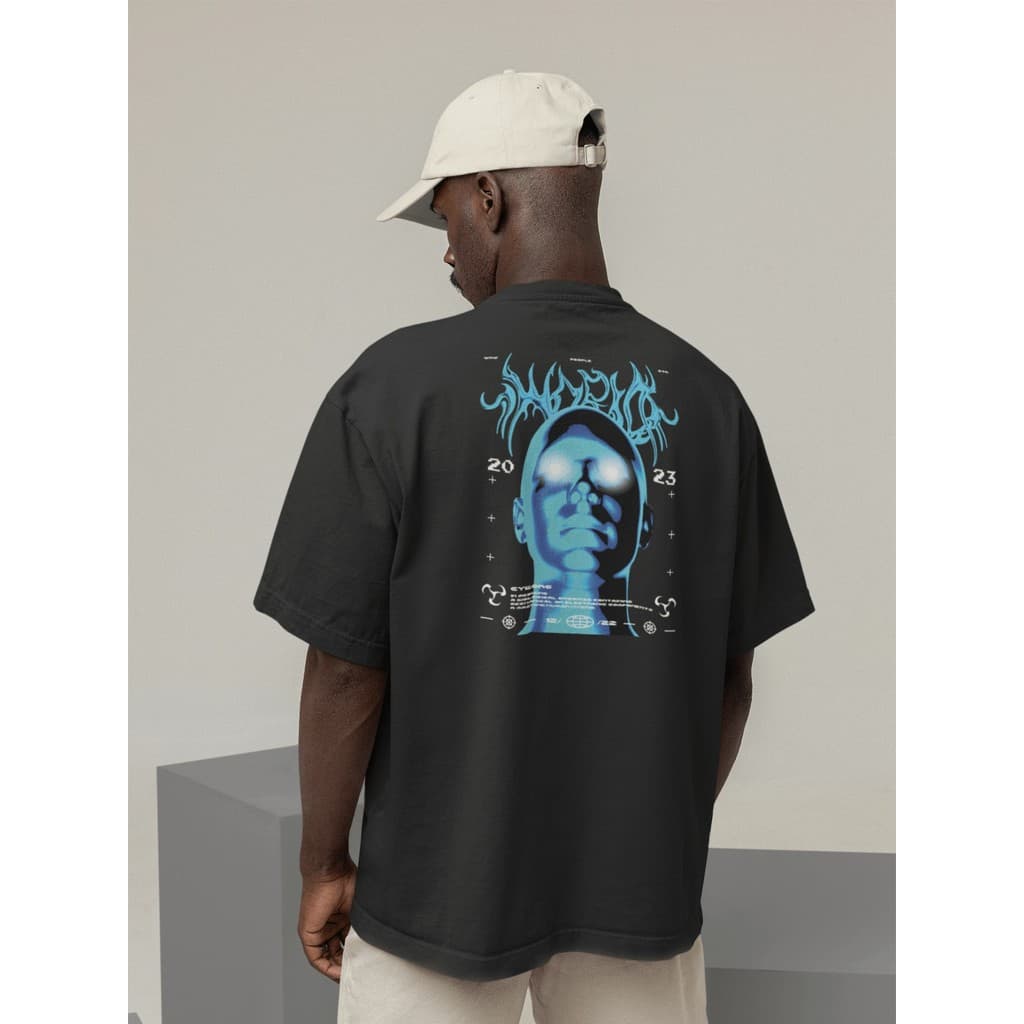 Camisa Camiseta Oversize Streetwear Masculino e Feminino 100% Algodão Treino e Dia a Dia Preto e Off Whte Estampado