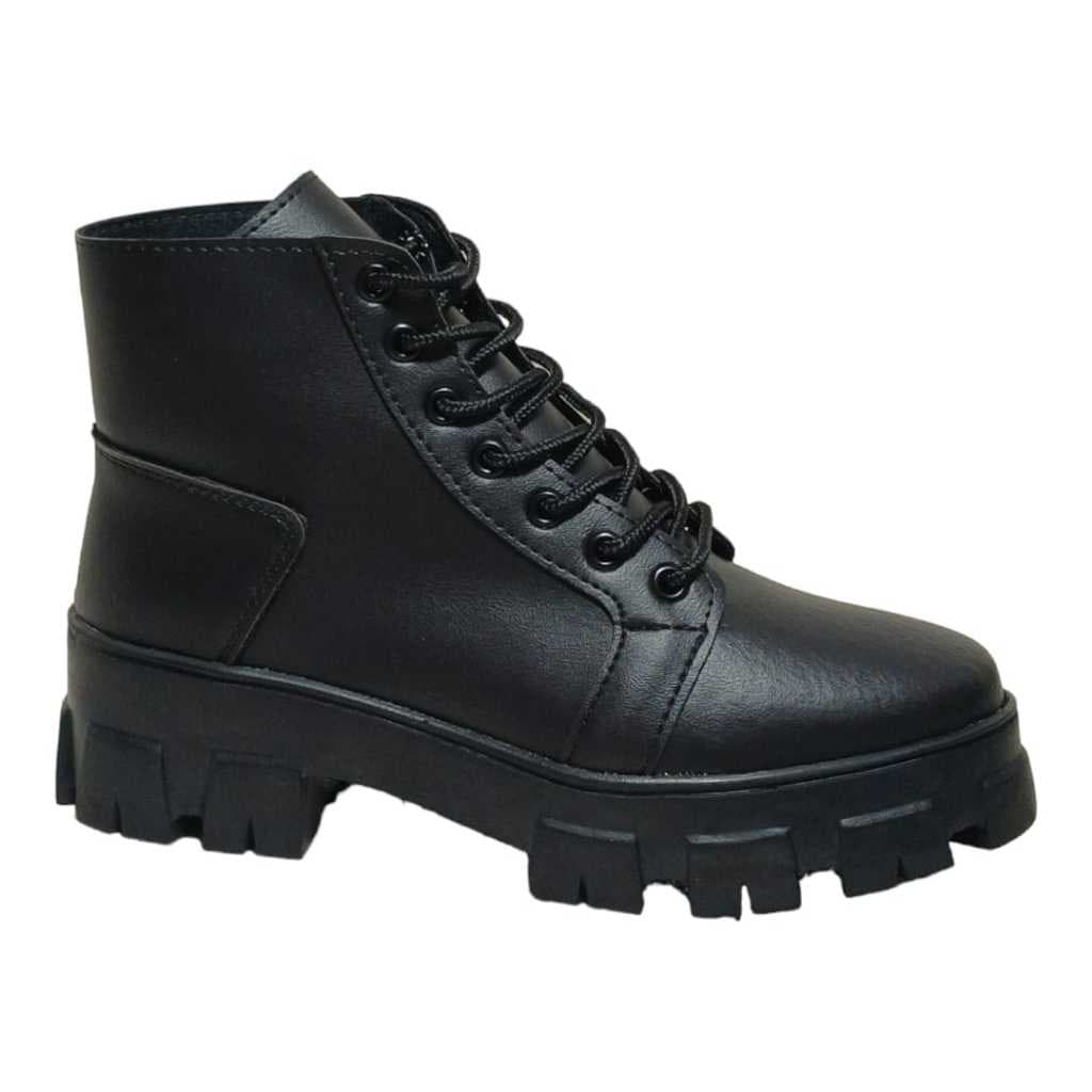 Bota Coturno Tratorado Feminino Rock Cano Baixo Blogueira