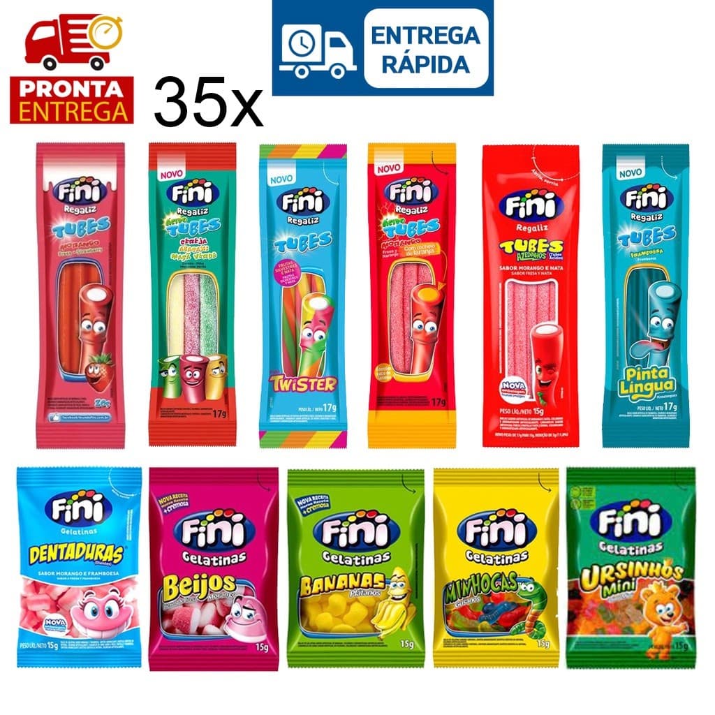 35 Pacotes Bala Fini Sabores Variados