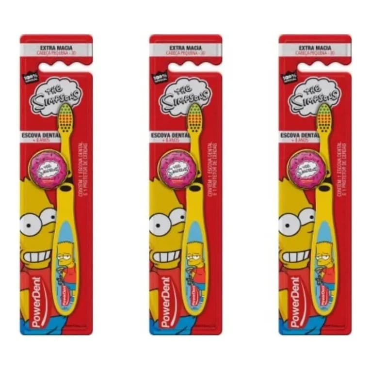 2 Escovas De Dentes Infantil Os Simpons Escolas Powerdent