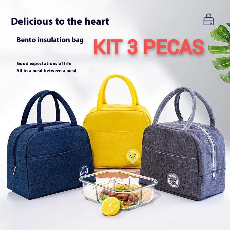 Kit 3 Bolsa Térmica Portátil Com Isolamento Térmico De adultos e infantil