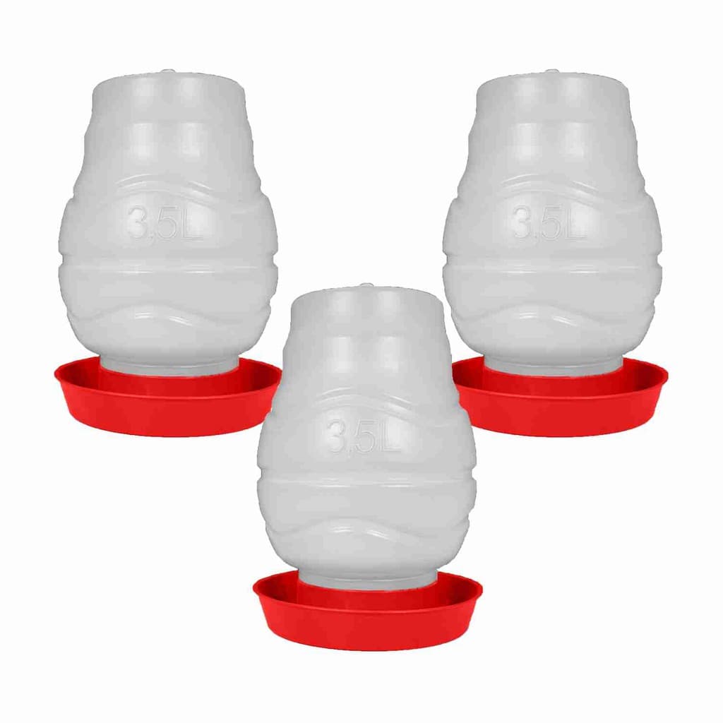 Kit 3 Bebedouro Para Aves Plastico Com Rosca 3,5 litros