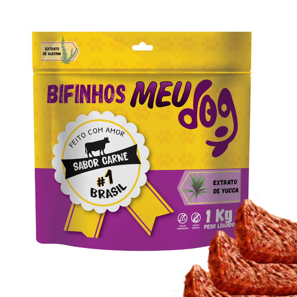 Petisco para cachorro Bifinho Meu Dog 1Kg sabor CARNE