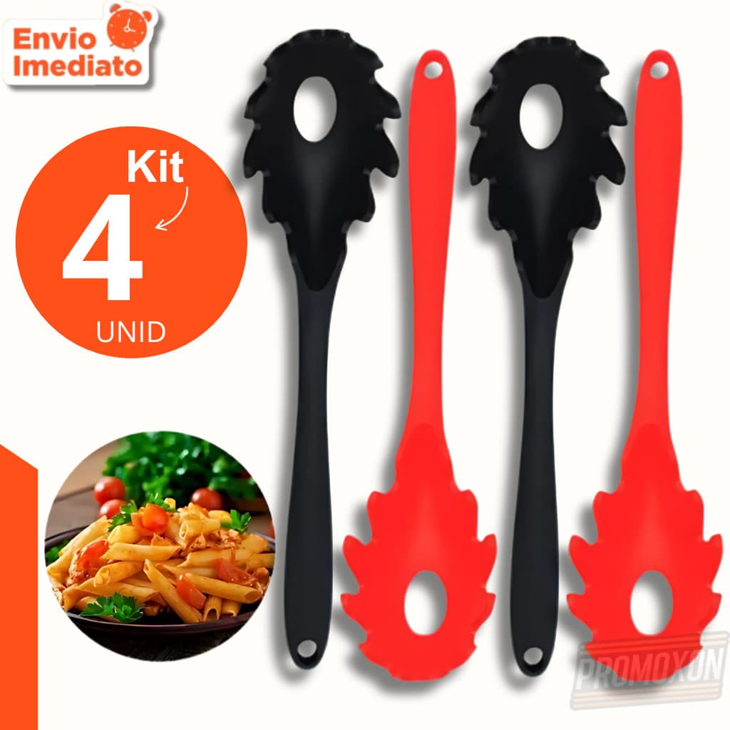 Kit 4, 3 ou 2 Pegador de Massa Macarrão em Silicone Resistente Alta Temperatura, Cozinha Prática