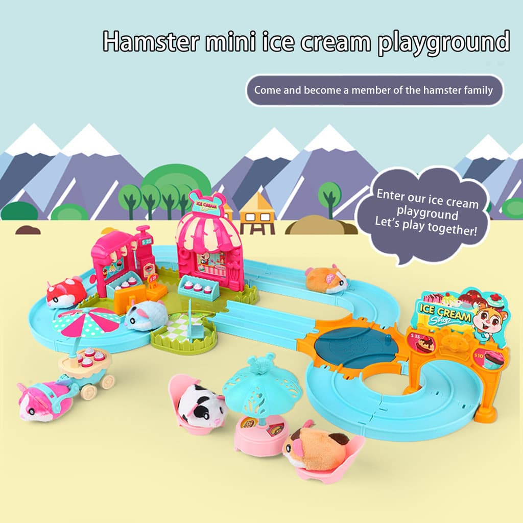 GOG Mini Playset De Pelúcia Hamster Sorvete Playground Escondido Jogabilidade Longa Brinquedos Para Jogar Casa Diversão
