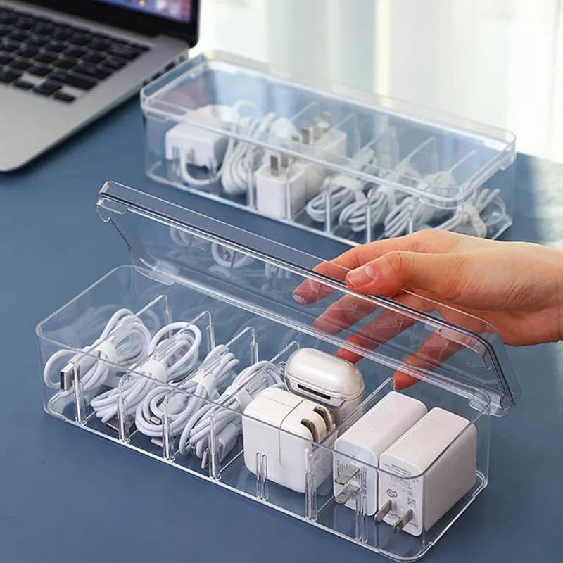 Caixa De Armazenamento De Cabo De Carregamento Transparente , Gerenciamento Dados USB Coberta , Para Uso Doméstico E De