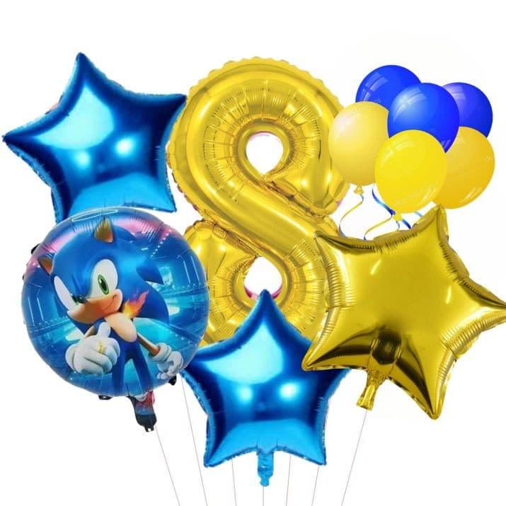 Balões do Sonic com balão de numero