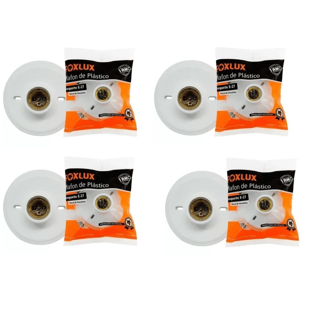 PLAFON / SPOT BRANCO SOQUETE E27 PORCELANA FOXLUX - KIT C/4