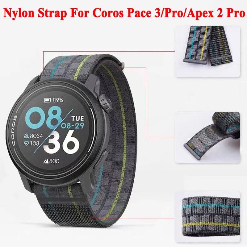 Para COROS PACE 3 Pro WatchBand APEX 2 Pro 46mm Pulseira de Substituição Esportiva 22mm Nylon Loop Stretchy Strap