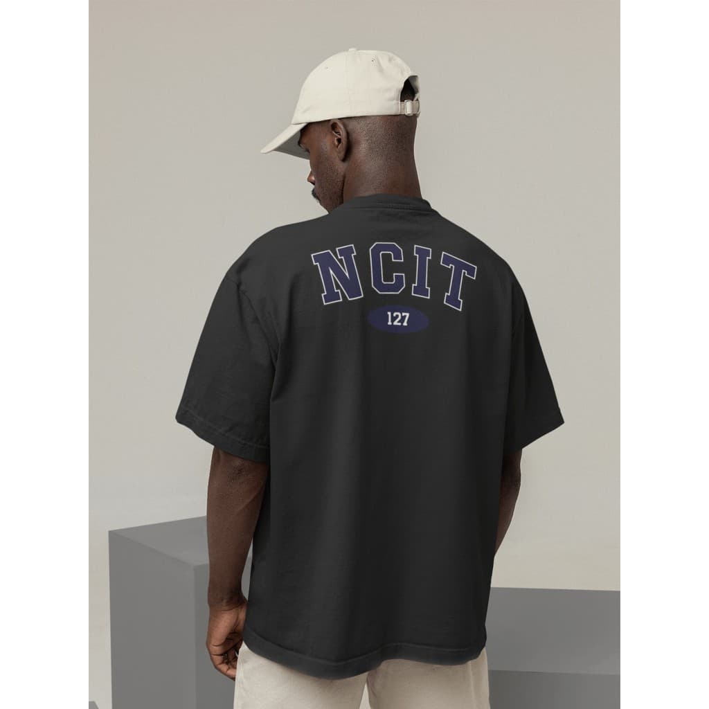 Camiseta Oversize Streetwear Masculino e Feminino 100% Algodão Treino e Dia a Dia Preto e Off Whte Estampado - NCIT 127