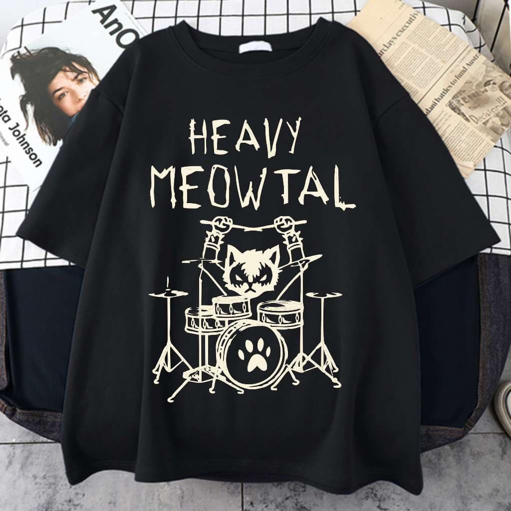 Camiseta Gatinho Heavy Meowtal Cat Gato Aesthetic  BrShop