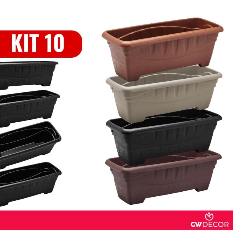 Kit 10 Vasos Jardineiras Retangular Mini 350 ML Color