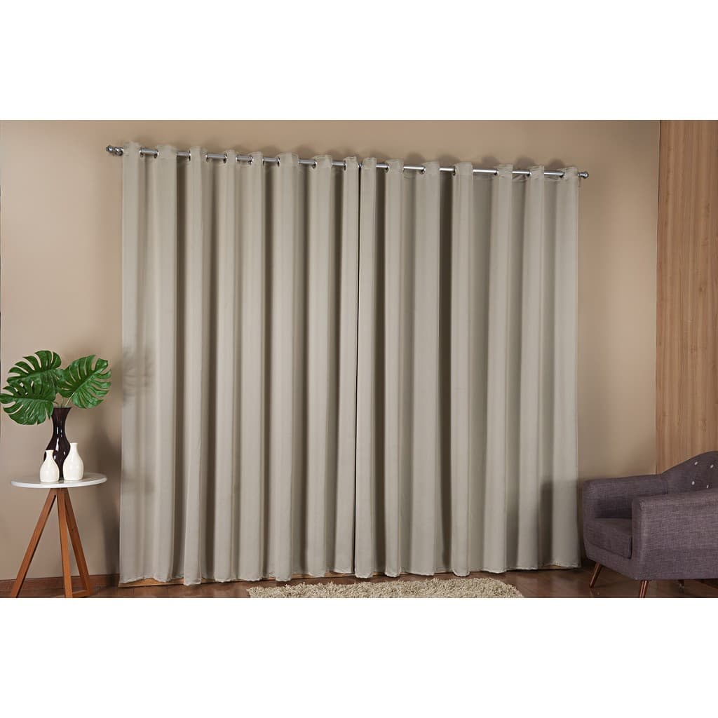 Cortina Blackout Corta Luz Em Tecido Grosso 3,00X2,50 Bege