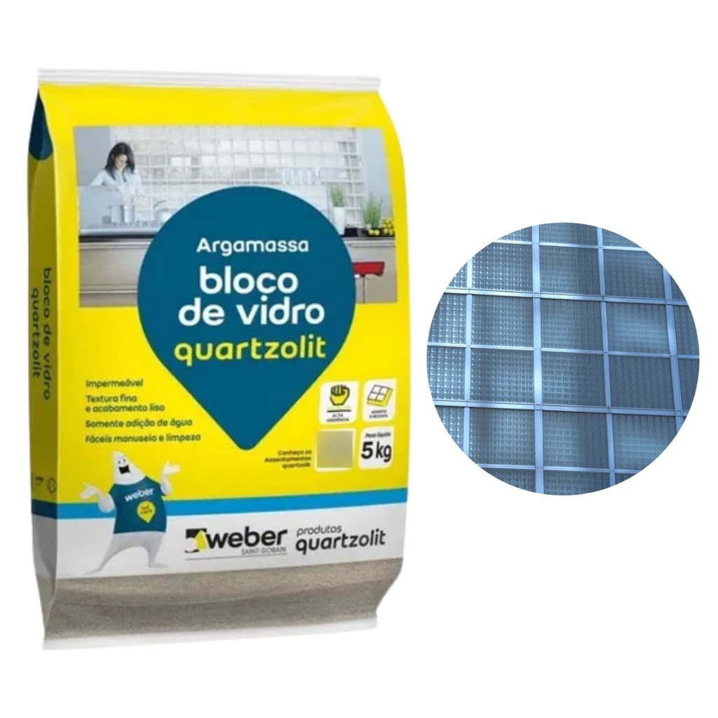 Argamassa Para Bloco de Vidro Rejunte 5kg Quartzolit