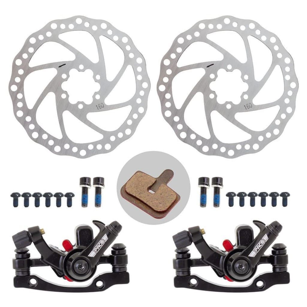 Kit Freio Disco Paco Bike Mecânico Disco Pinca Disco 160 Completo Dianteiro e Traseiro