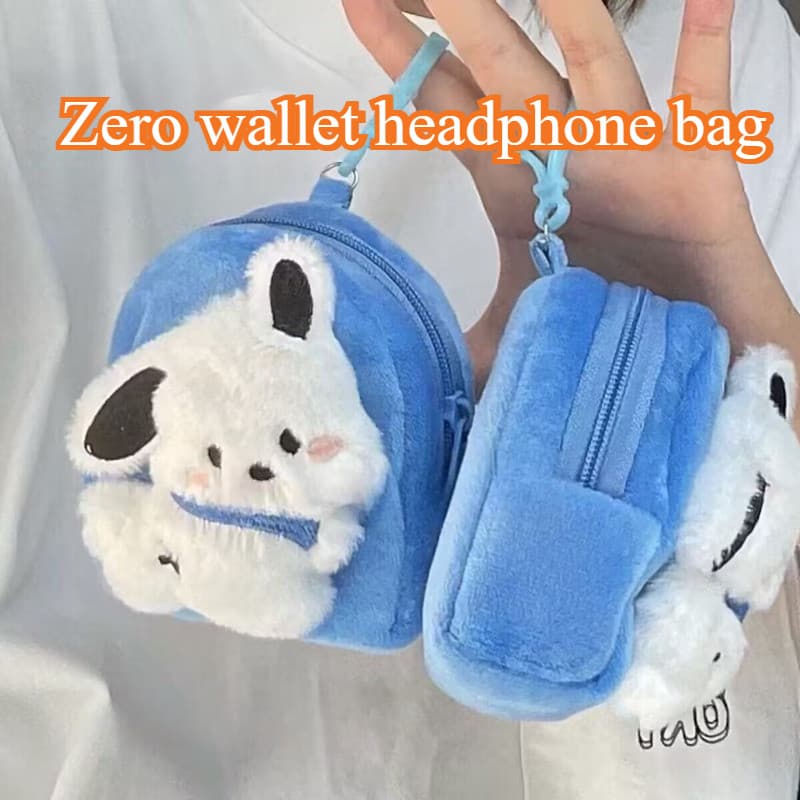 Criativo Bonito Pelúcia Boneca Carteira Multifuncional Moeda Fones De Ouvido Batom Armazenamento Bolsa