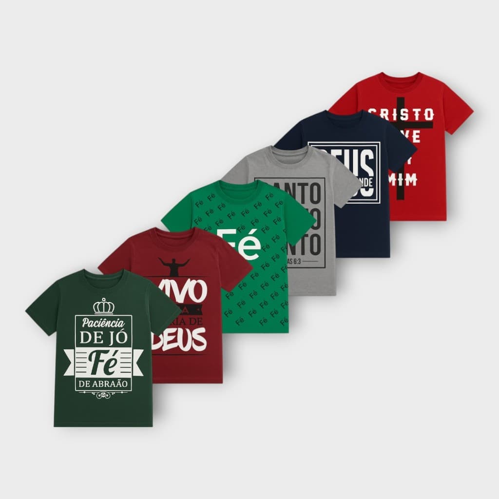 Pacote 10 Camisetas Gospel Meninas Manga Curta Palavra De Deus Bíblia Fé Louvor Amor E Gratidão