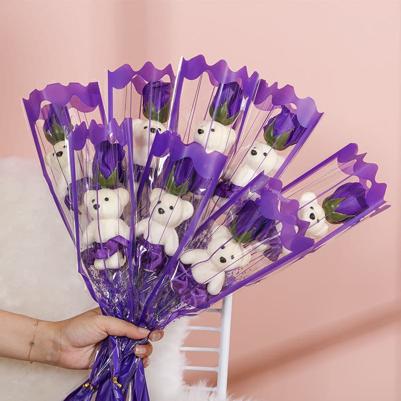 Buquê De Flores Artificiais Para O Dia Dos Namorados , Sabonete Rosa Flor Urso Falsas-Presente Namorada , De Das Mães
