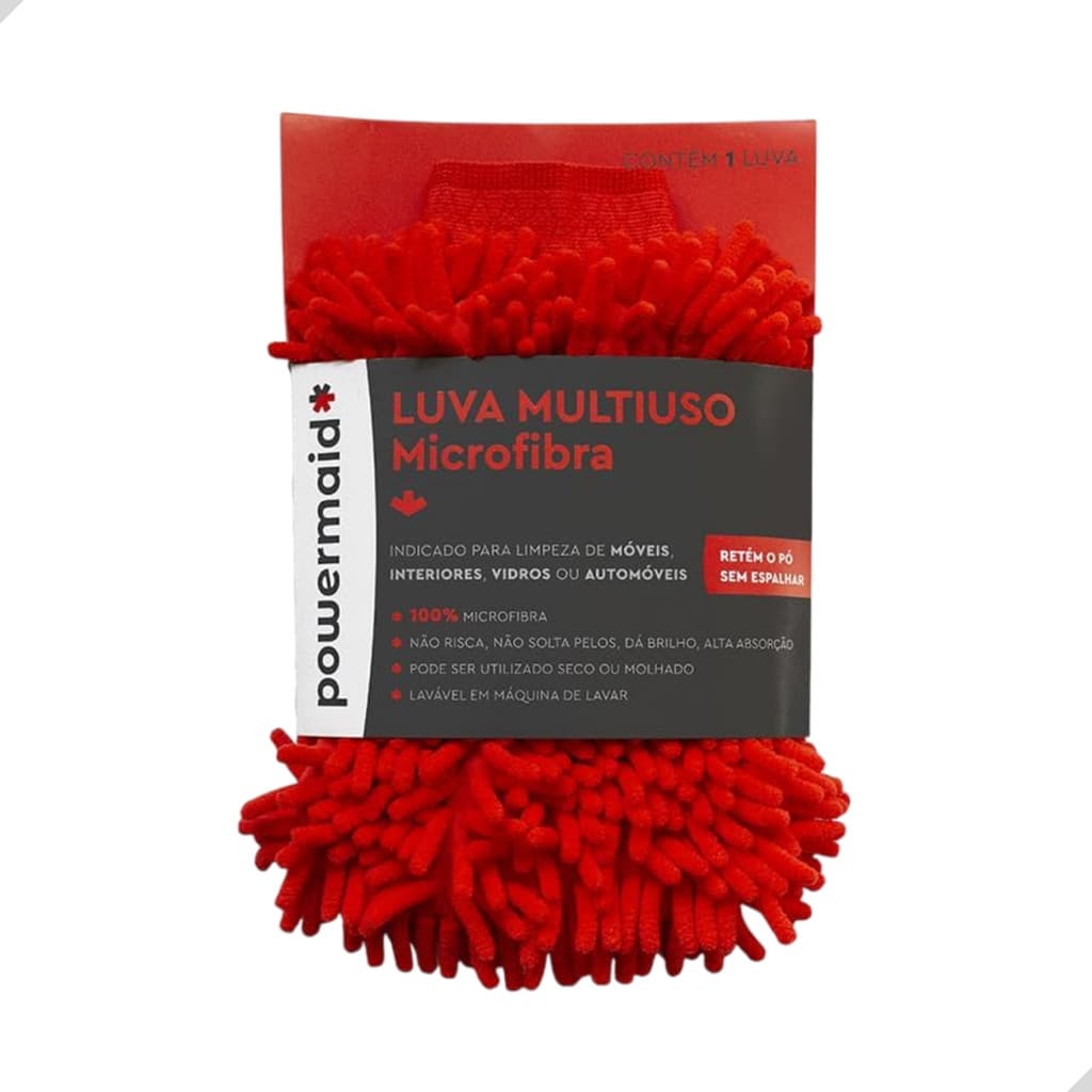 Luva Microfibra Chenile Limpeza Carro Multiuso Powermaid