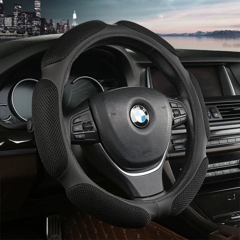 VL02 - Capa Para Volante De Carro Antiderrapante Fibra de Carbono Respirável Esponja Almofada Universal 38cm