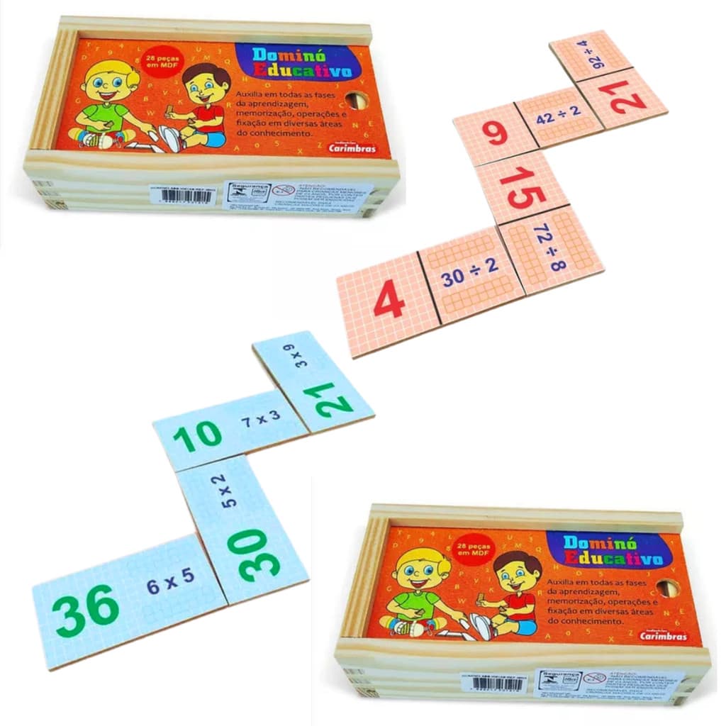 Kit Dominos Pedagogico Divisão Multiplicação Escolar Matemat