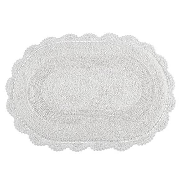 Tapete Para Banheiro Artesanal Crochê Dupla Face Oval 50x80cm Kacyumara