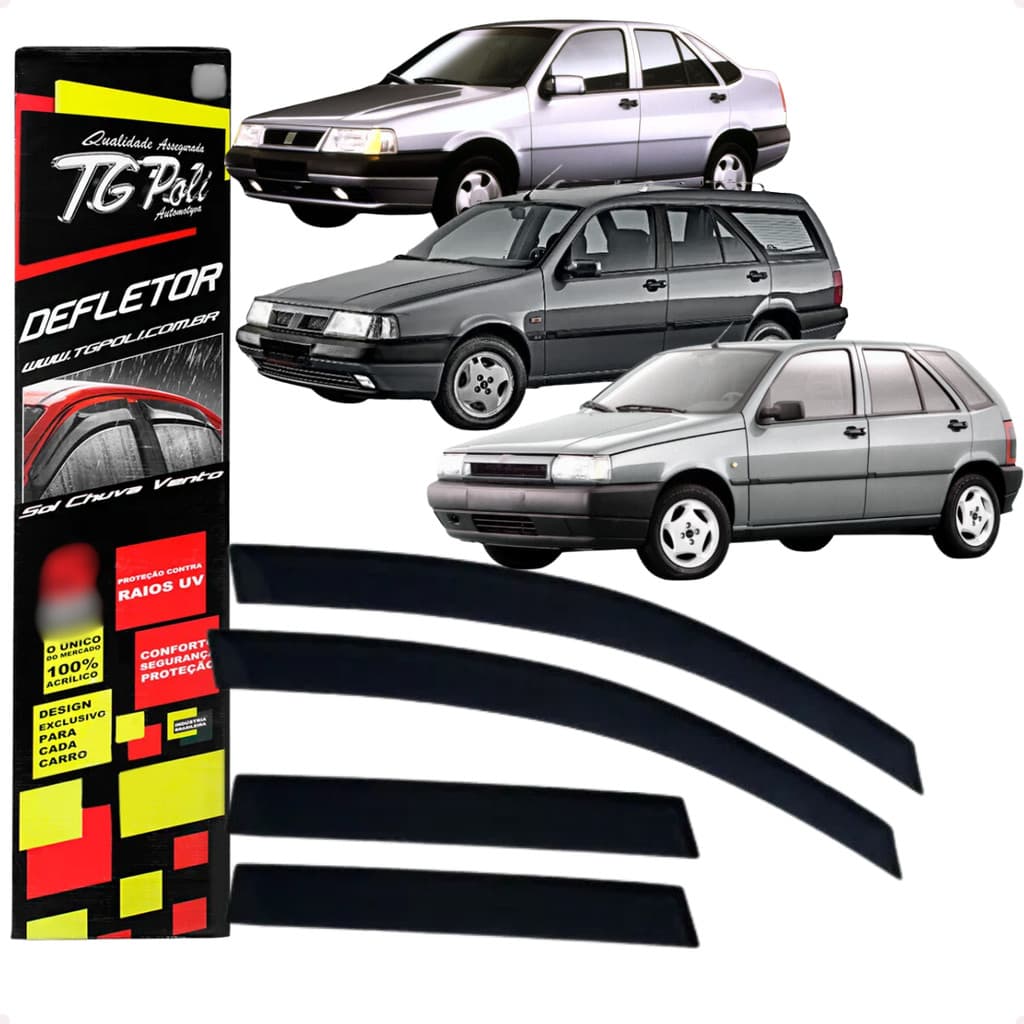 Jogo Calha de Chuva Defletor Fiat Tempra Tipo SW 1992 1993 1994 1995 1996 1997 1998 1998 04 Portas