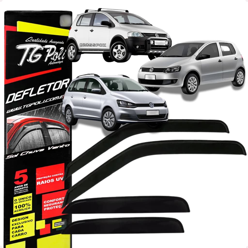 Jogo de Calhas de Chuva Defletores Original TgPoli Fox Crossfox Spacefox 2004 A 2022 4 Portas