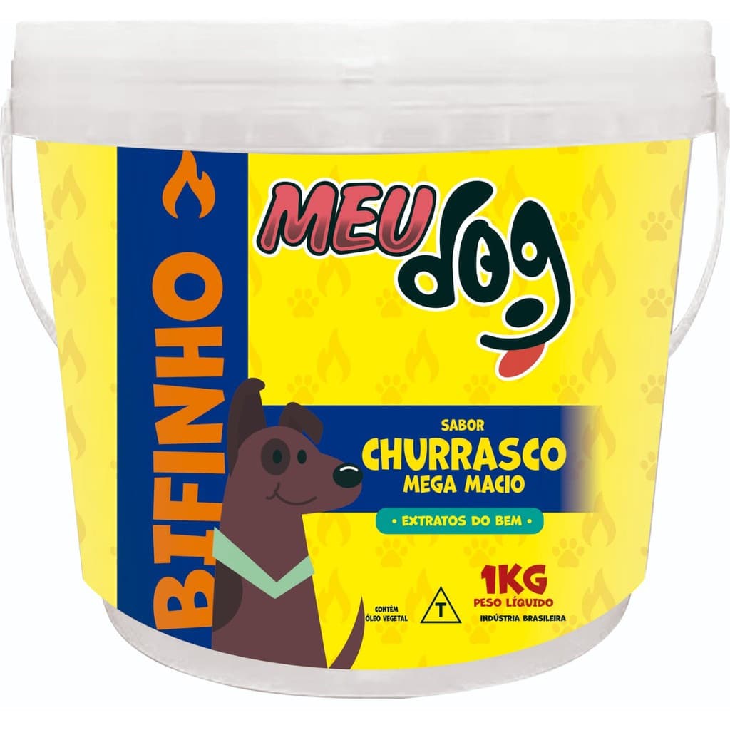 Bifinho para cachorro Meu Dog Sabor CHURRASCO 1Kg Baldinho