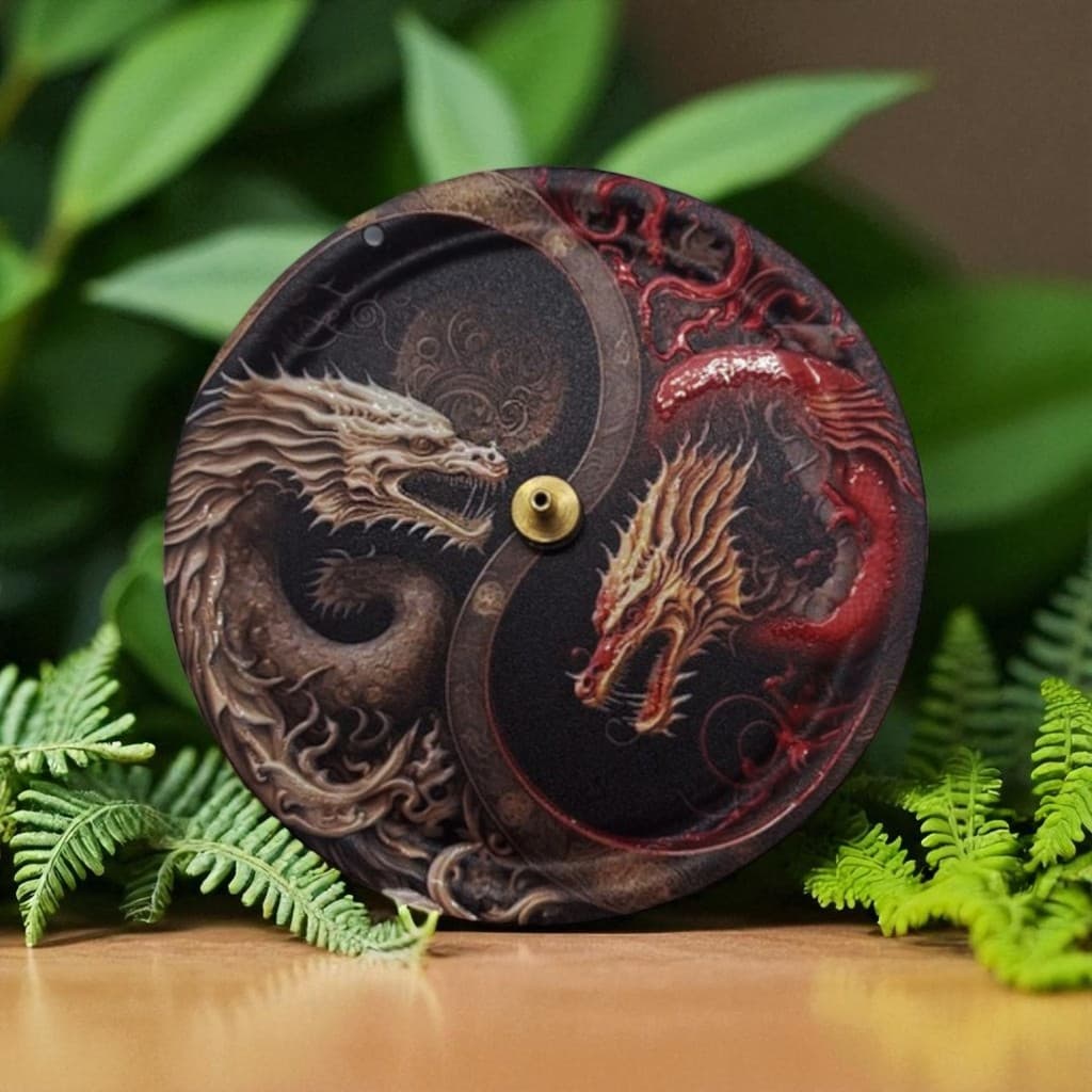 Incensário de Metal Dragão Chines 10,8cm Suporte Incenso Vareta com Ímã Decoração Mística Oriental