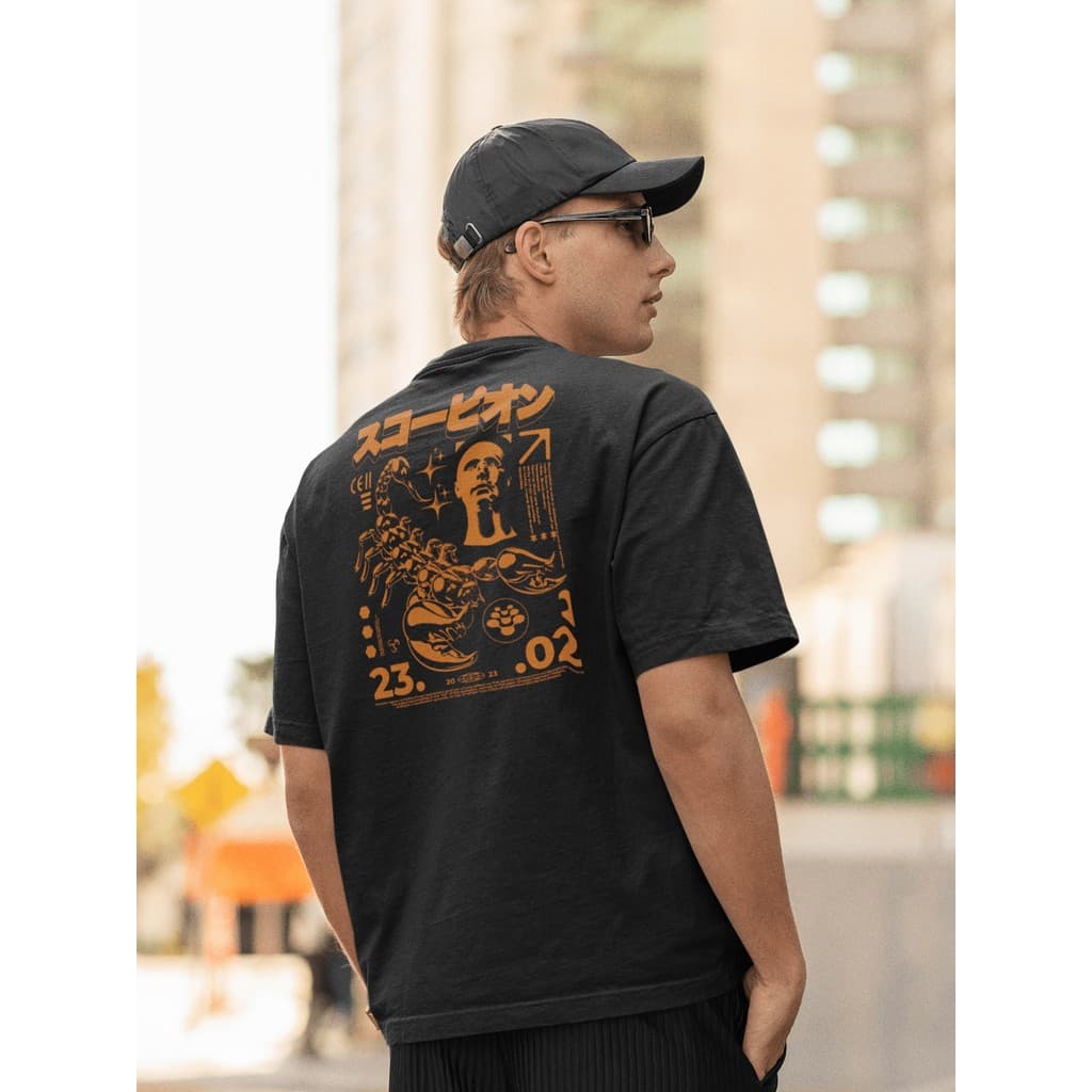 Camisa Camiseta Oversized Gola Alta Streetwear Masculino e Feminino para Treino e Dia a Dia Preto e Off Whte Estampado