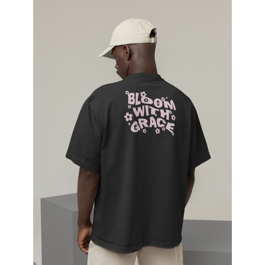 Camisa Camiseta Oversize Streetwear Masculino e Feminino Treino e Dia a Dia Preto e Off Whte Estampado - BLOW WITH GRACE