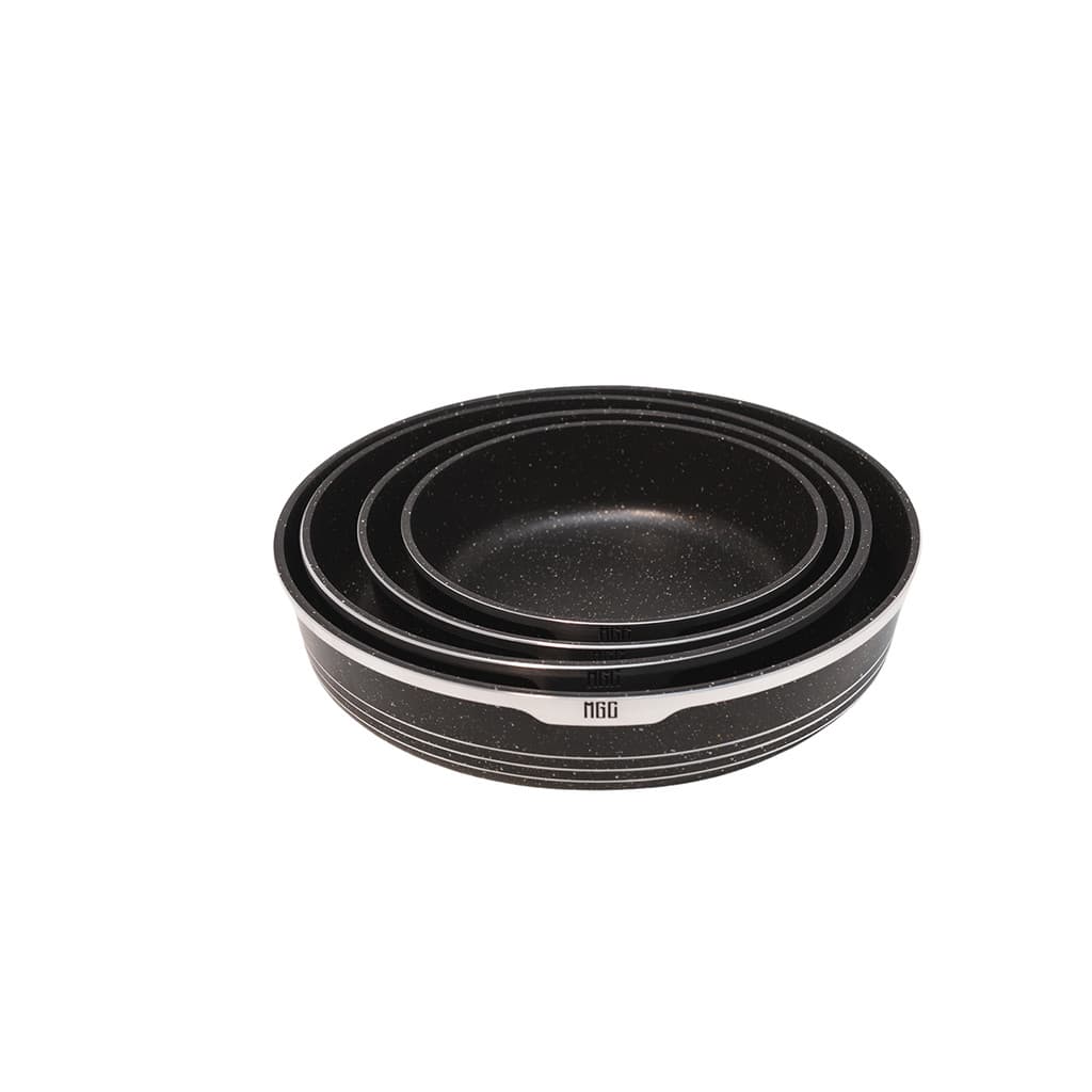Conjunto de Assadeiras Antiaderente Revestimento Marmore Cerâmico 4 peças Preta