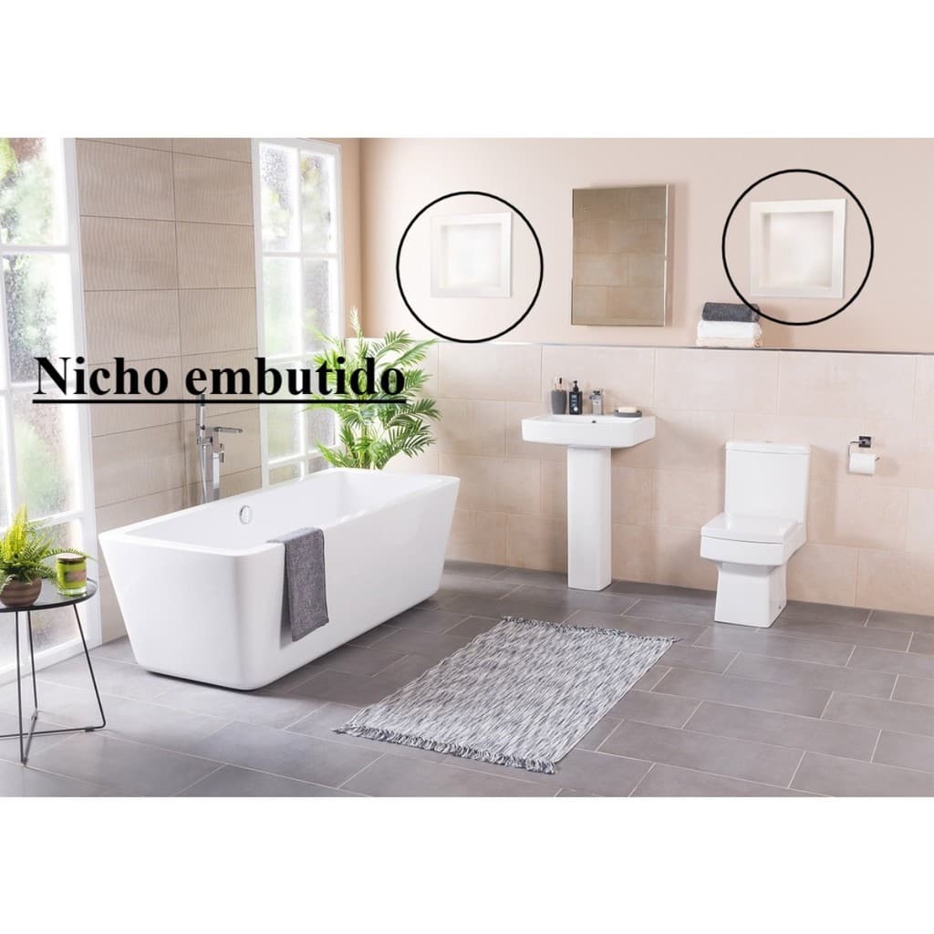 Nicho de Parede Embutir 30x30cm em Mármore Sintético Branco – Elegância e Durabilidade Alto Padrão