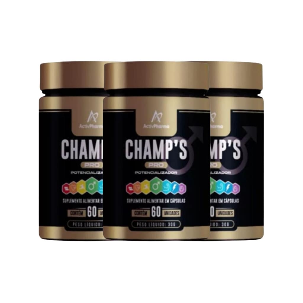 KIT 3 Champs Pro Aumenta O Tamanho E A Grossura 60 CAPS