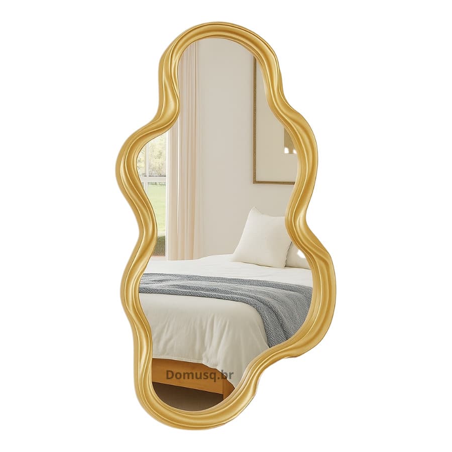 Espelho 60x37 Orgânico Grande Corpo Inteiro Luxo Suporte