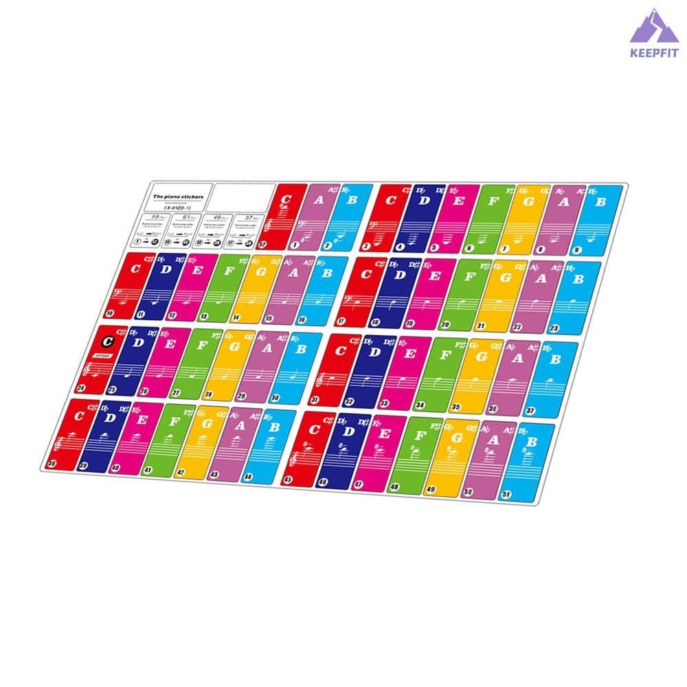 [2025 Venda Quente] Adesivos De Teclado De Piano Para Teclados De 37/49/61/88 Teclas Removíveis Coloridos Crianças Inici