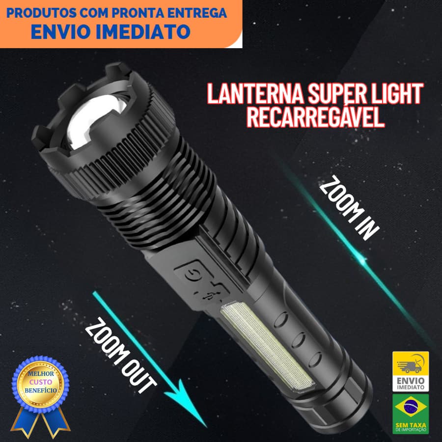 Lanterna LED Tática Recarregável com imã Super Brilhante