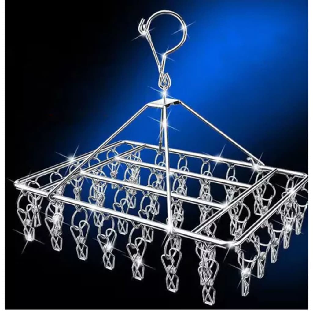 Varal De 40 Clips Inox Prendedores Pratico E Retrátil Cabide Para Roupas Intimas Para Pequenas