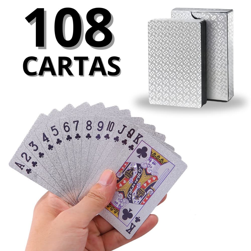 Baralho Prata A Prova Dágua Plástico 108 Cartas Prata Poker Dollar Truco Impermeável Canastra