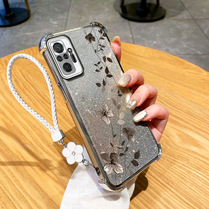 Para Xiaomi Redmi Note 10 10S 10T 4G 5G Pro MAX Poco M3 M5S Planta De Videira De Escalada Com Flor Pendurada Corda Capa
