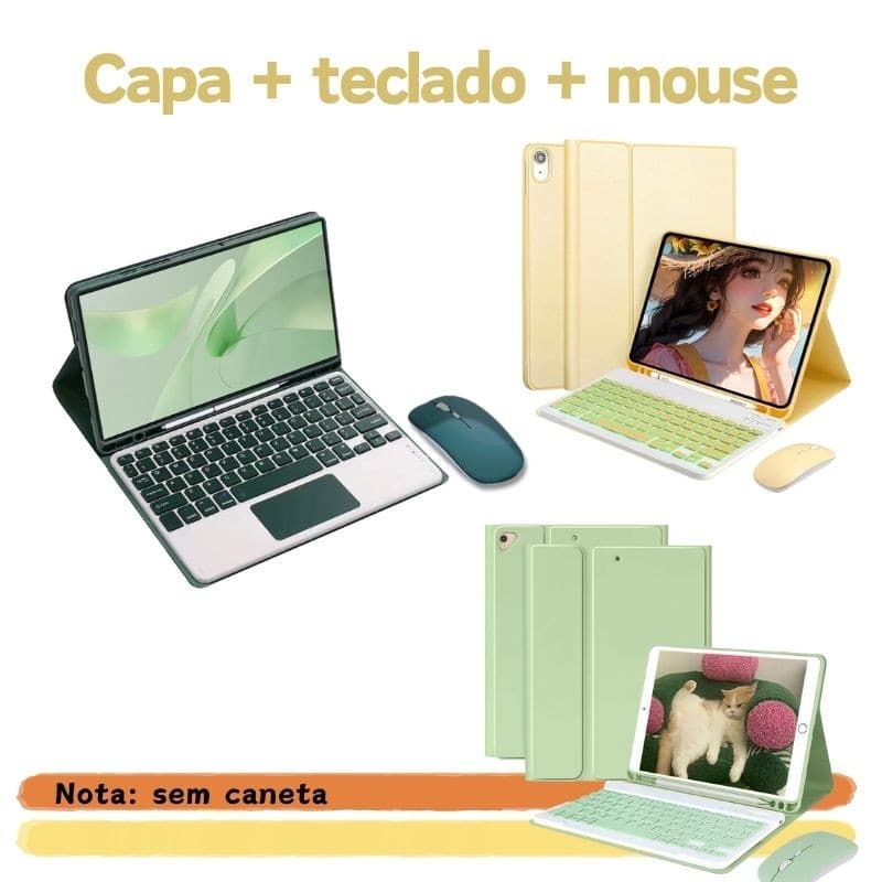 Capa + Teclado Bluetooth + Mouse Para Samsung Galaxy Tab A7 10,4polegadas T500/T505/T507