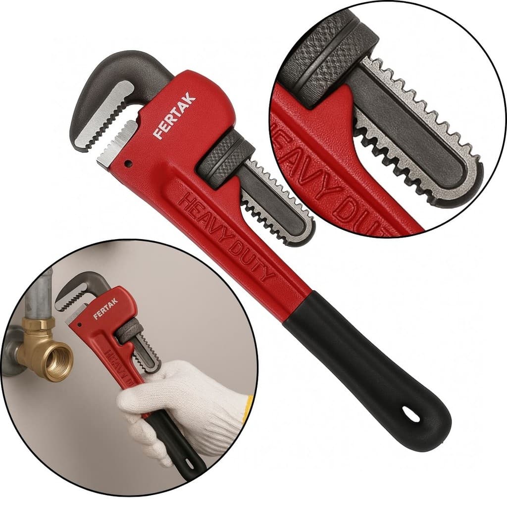 Chave De Grifo Cano Inglesa 14 Profissional Fertak Americana Aço Carbono Resistente Boca Regulável
