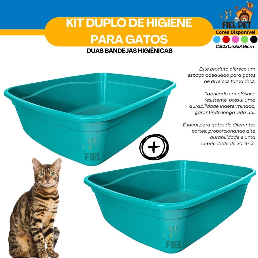 Caixa de Areia Gatos Grande 2UNIDADES Bandeja Alta Higiênica para Areia Pra Gato BrinqPet